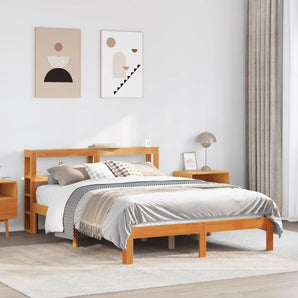Cadru de pat fără saltea, maro ceruit 140x200 cm lemn masiv pin