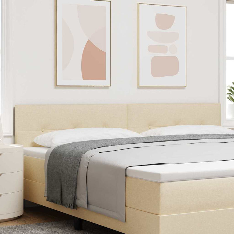 Tăblie LED cu benzi LED cu headboard Crem 200 cm țesătură