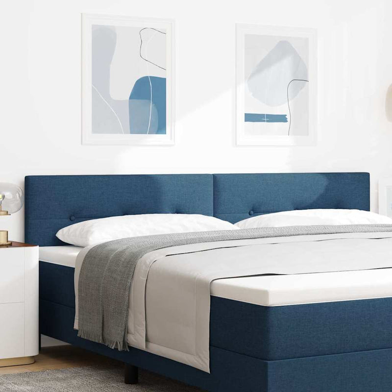 Tăblie LED cu benzi LED cu headboard albastru 200 cm țesătură