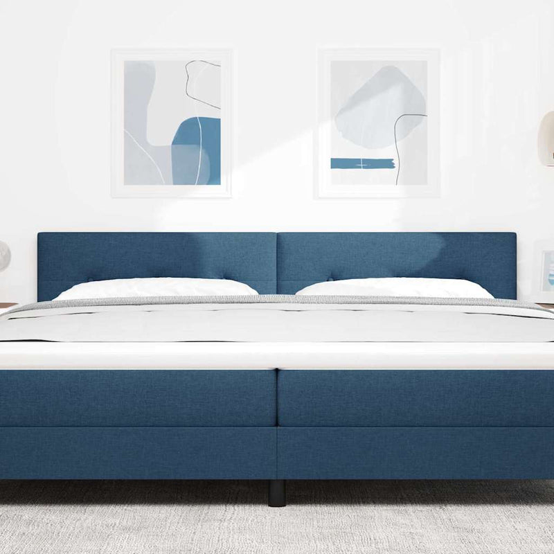 Tăblie LED cu benzi LED cu headboard albastru 200 cm țesătură