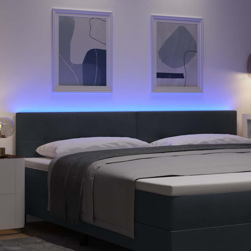 Tăblie LED cu benzi LED Manual Gri 200 cm Catifea