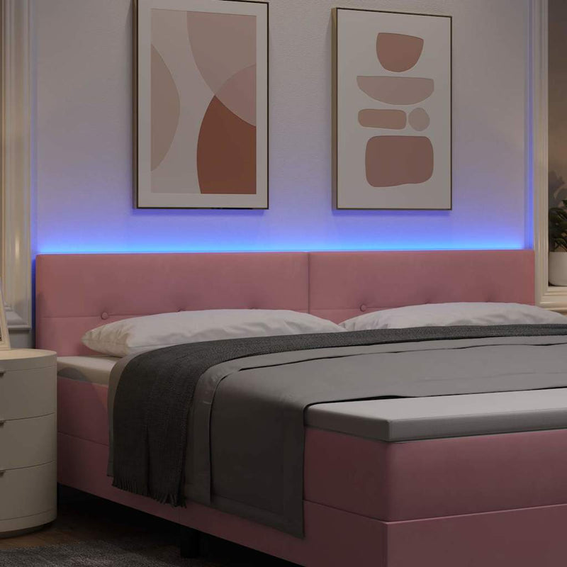 Tăblie LED cu benzi LED Manual Roz 200 cm Catifea