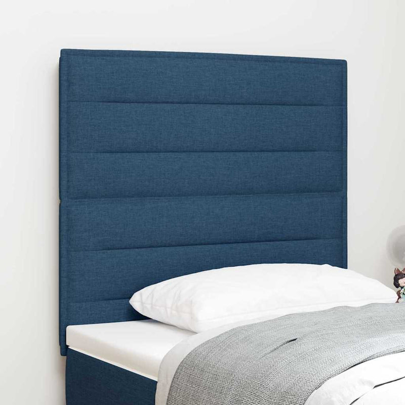 Tăblie LED cu benzi LED cu headboard albastru 90 cm țesătură