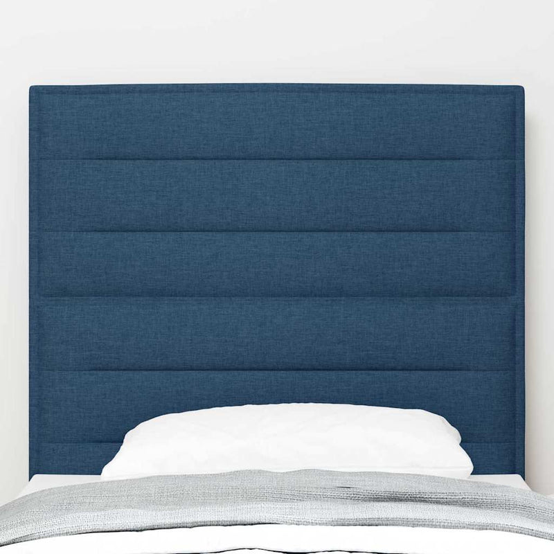 Tăblie LED cu benzi LED cu headboard albastru 90 cm țesătură