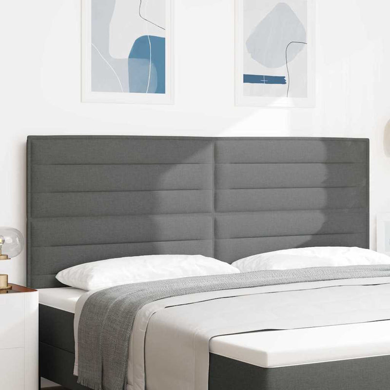 Tăblie LED cu benzi LED cu headboard Gri închis 200 cm țesătură