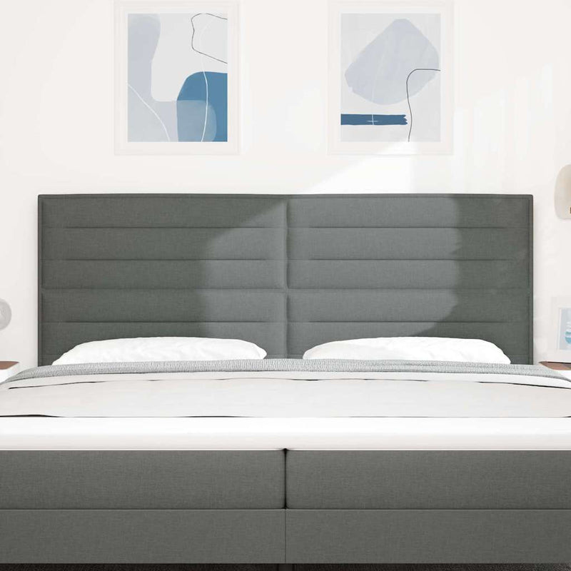 Tăblie LED cu benzi LED cu headboard Gri închis 200 cm țesătură
