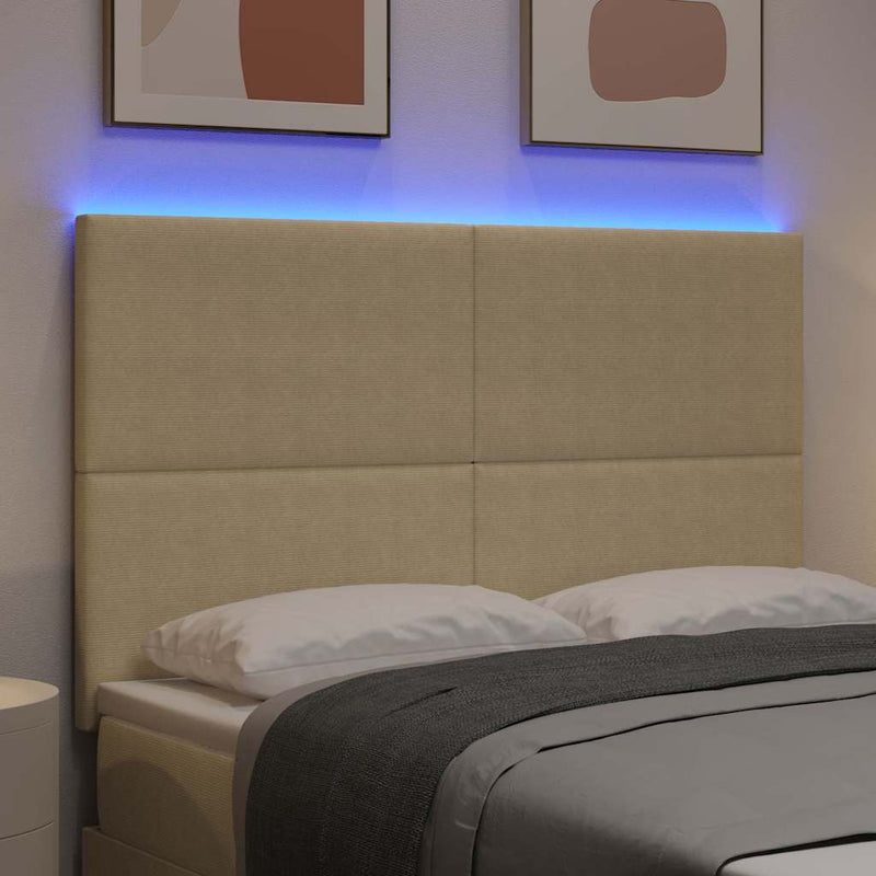 Tăblie LED cu benzi LED Gri Verde 160 cm Țesătură din corduroy
