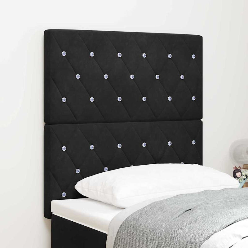 Tăblie LED cu benzi LED cu headboard Manual Negru 80 cm Catifea