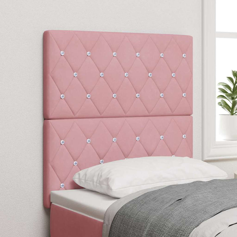 Tăblie LED cu benzi LED cu headboard Manual Roz 80 cm Catifea