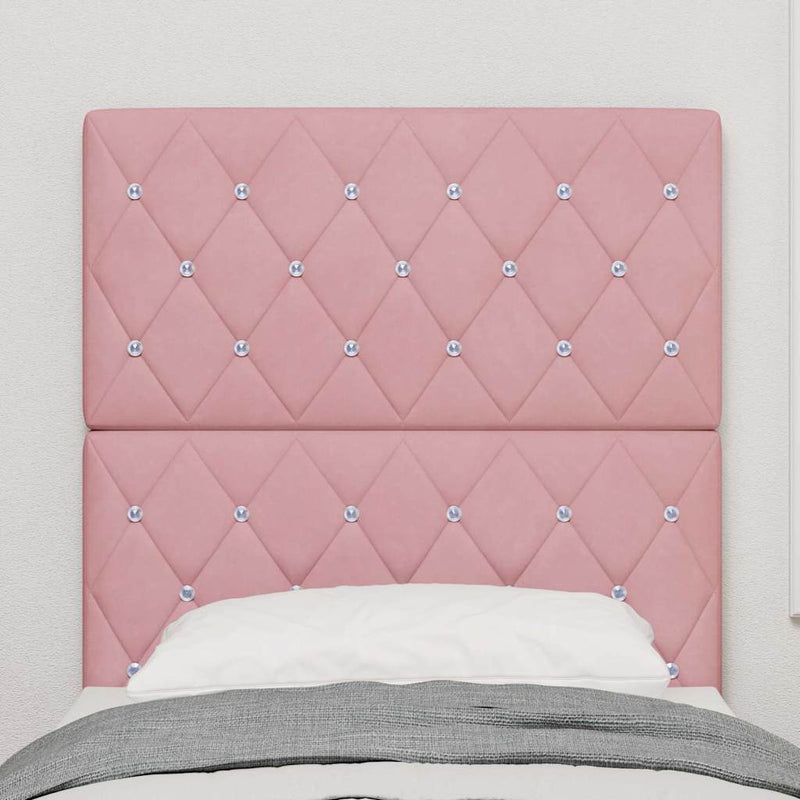 Tăblie LED cu benzi LED cu headboard Manual Roz 80 cm Catifea