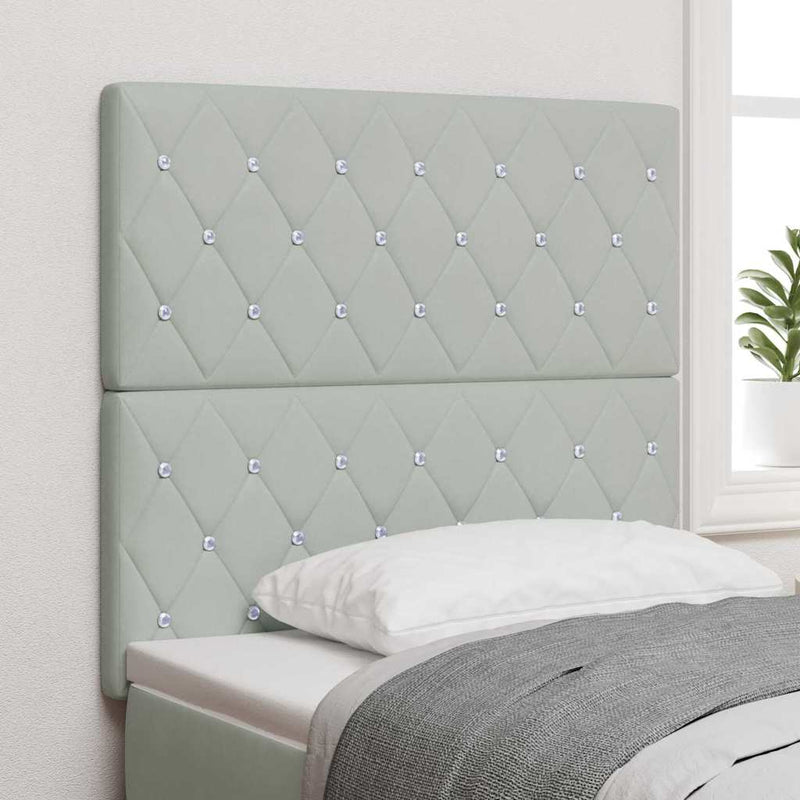 Tăblie LED cu benzi LED cu headboard Gri deschis 80 cm Catifea
