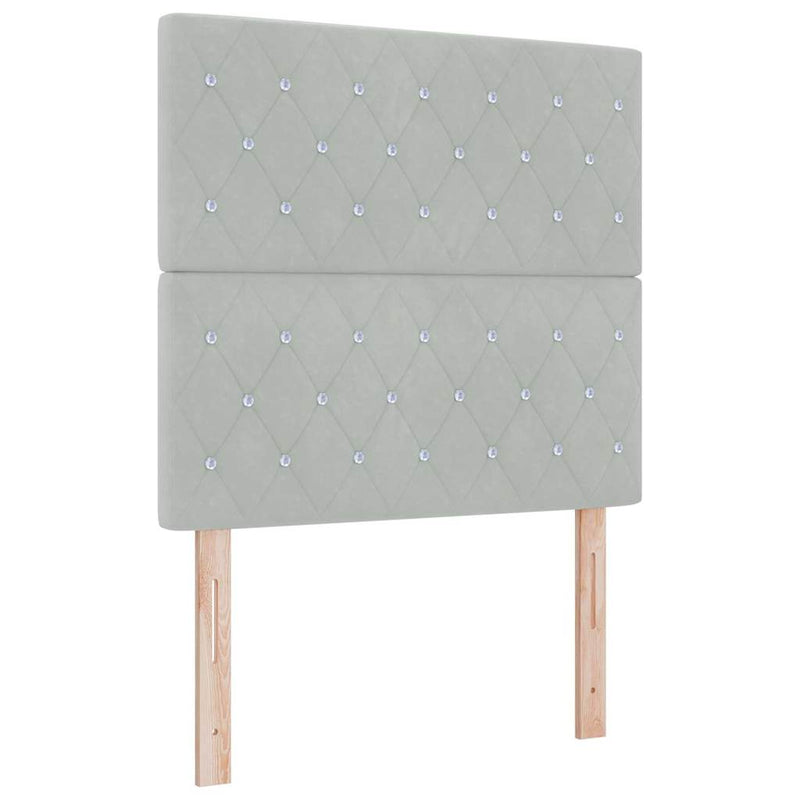 Tăblie LED cu benzi LED cu headboard Gri deschis 80 cm Catifea