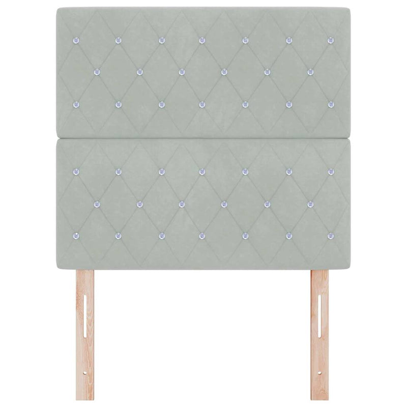 Tăblie LED cu benzi LED cu headboard Gri deschis 80 cm Catifea