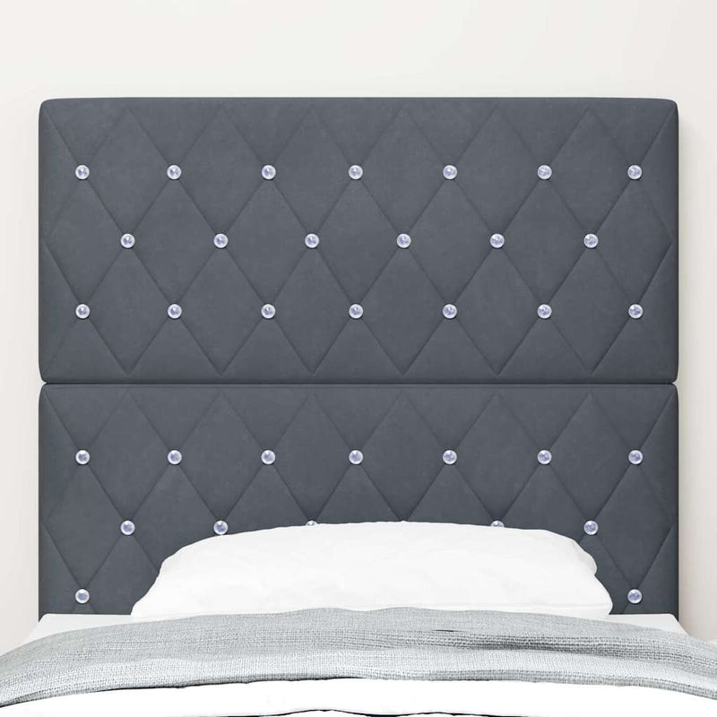 Tăblie LED cu benzi LED cu headboard Gri închis 90 cm Catifea