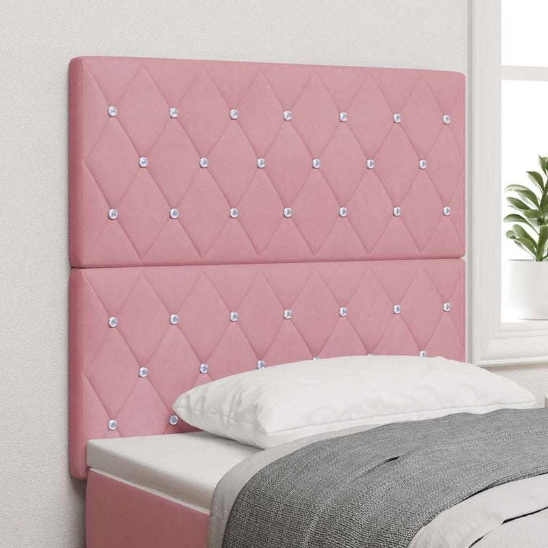 Tăblie LED cu benzi LED cu headboard Manual Roz 90 cm Catifea
