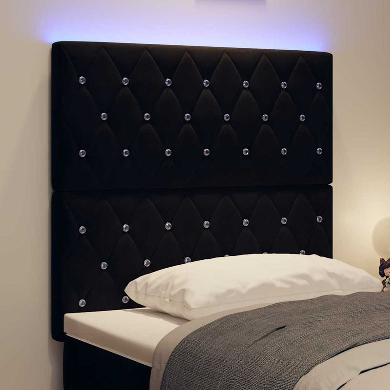Tăblie LED cu benzi LED cu headboard Negru 100 cm Catifea