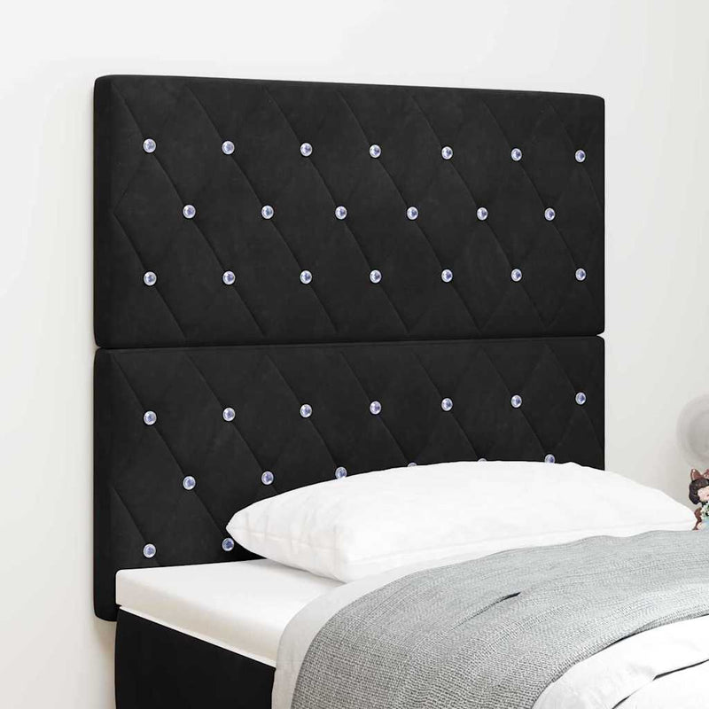 Tăblie LED cu benzi LED cu headboard Negru 100 cm Catifea