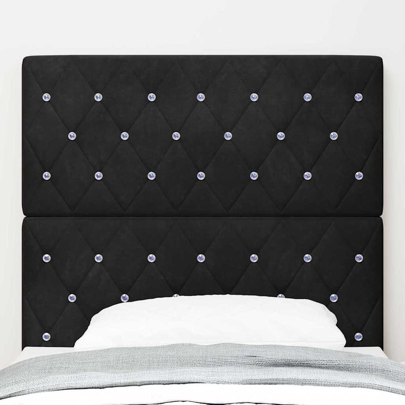 Tăblie LED cu benzi LED cu headboard Negru 100 cm Catifea