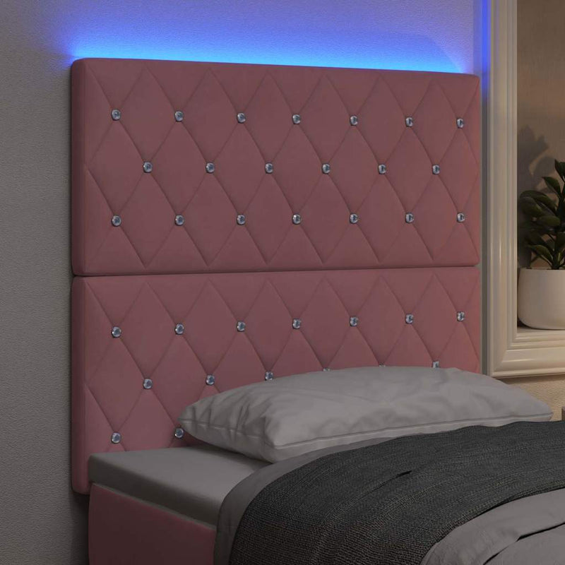 Tăblie LED cu benzi LED cu headboard Manual Roz 100 cm Catifea