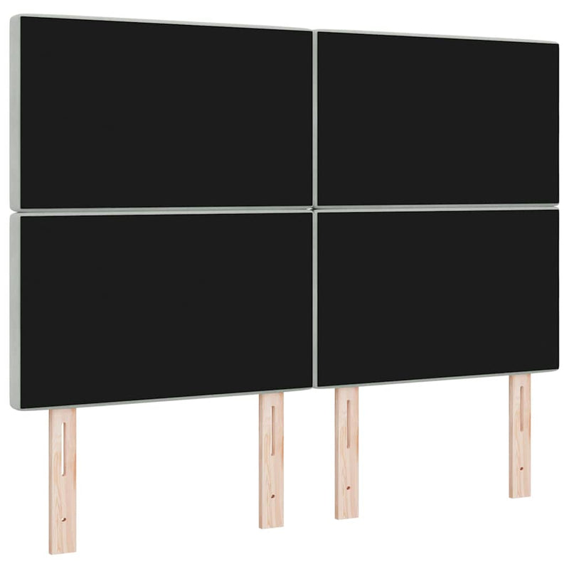 Tăblie LED cu benzi LED cu headboard Gri deschis 144 cm Catifea