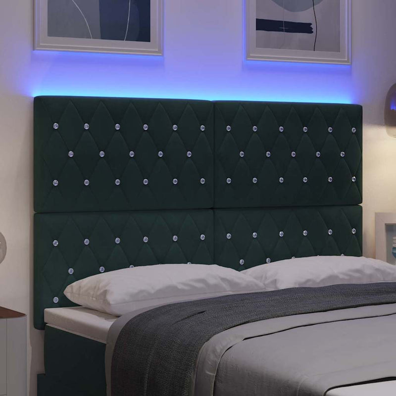Tăblie LED cu benzi LED Manual Verde închis 144 cm Catifea