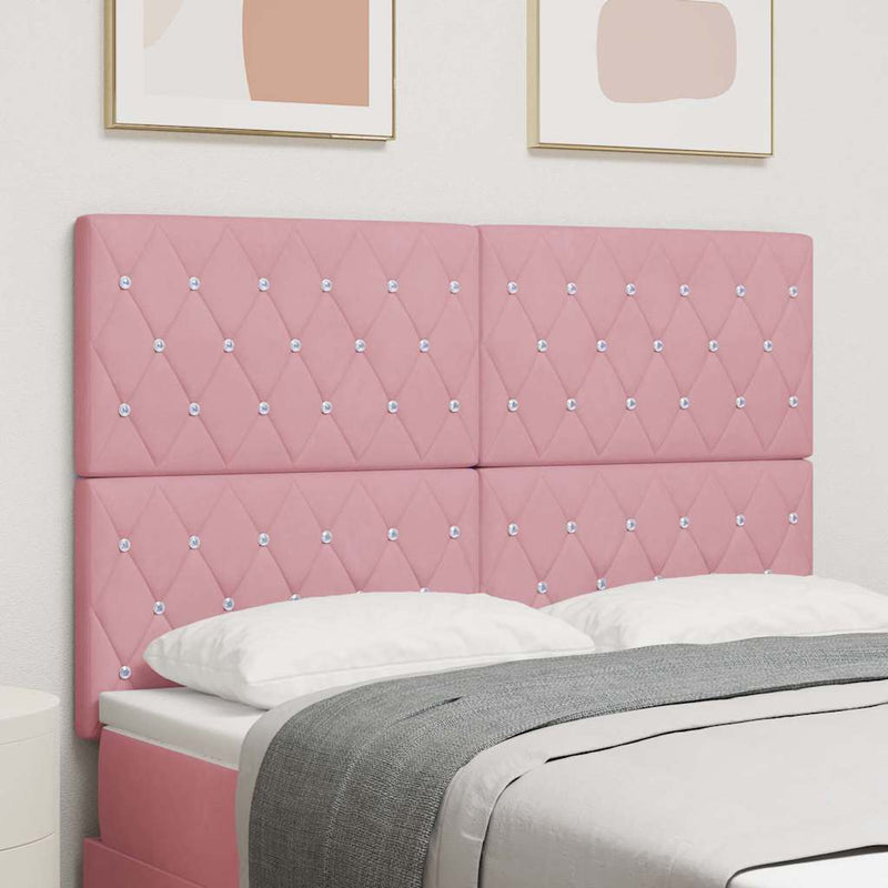 Tăblie LED cu benzi LED cu headboard Manual Roz 144 cm Catifea