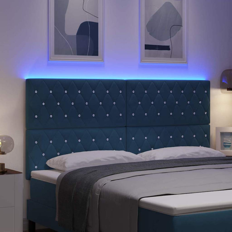 Tăblie LED cu benzi LED Manual Albastru închis 180 cm Catifea