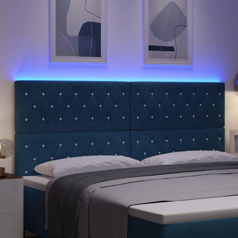 Tăblie LED cu benzi LED Manual Albastru închis 200 cm Catifea