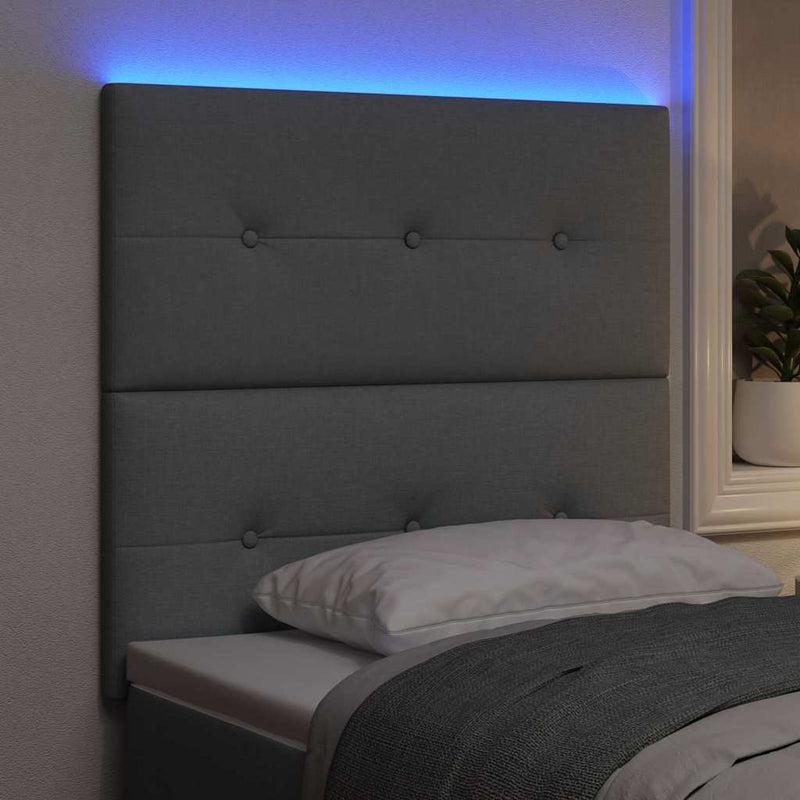 Tăblie LED cu benzi LED cu headboard Gri deschis 80 cm țesătură