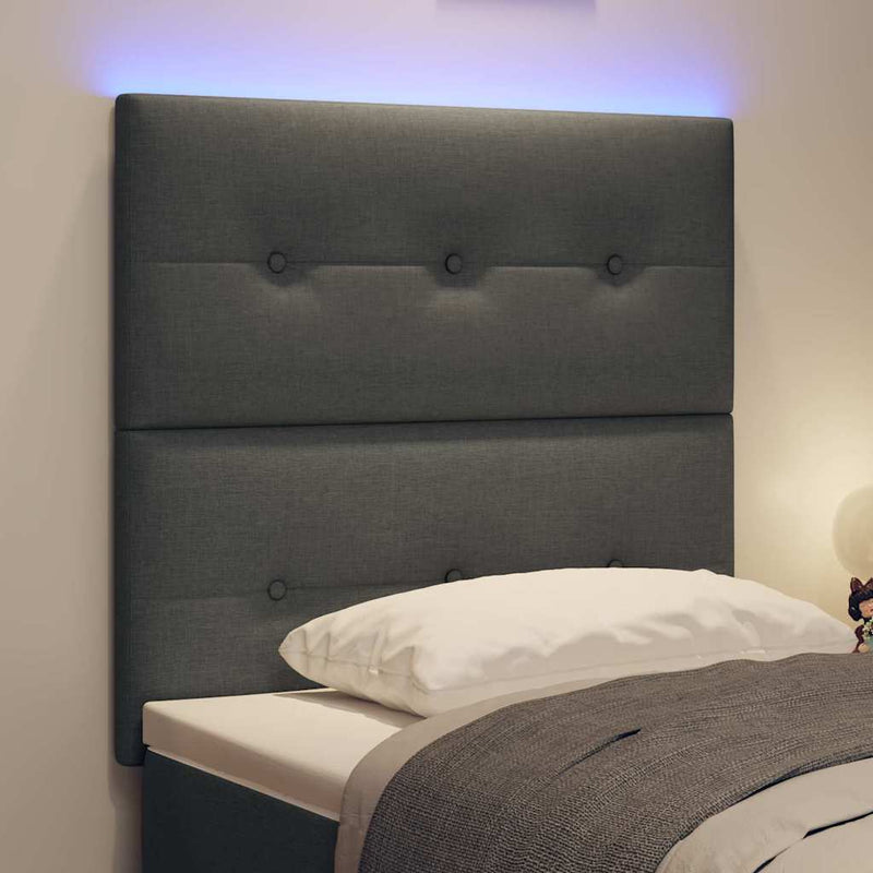 Tăblie LED cu benzi LED cu headboard Gri închis 80 cm țesătură