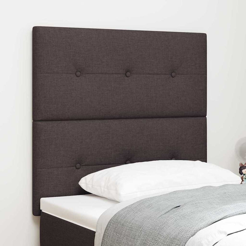Tăblie LED cu benzi LED cu headboard Maro închis 80 cm țesătură