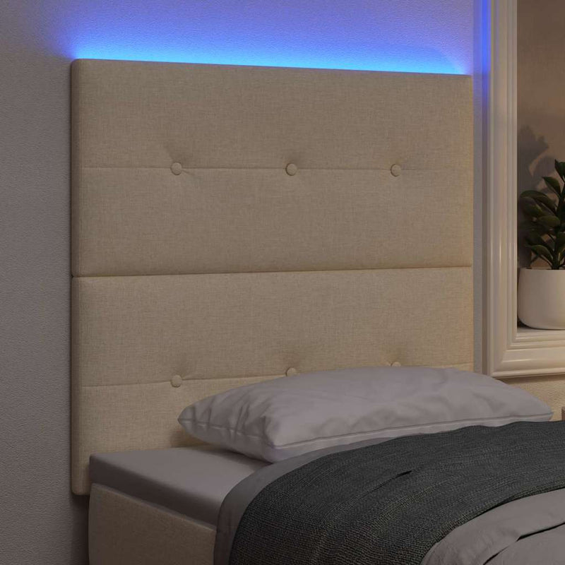 Tăblie LED cu benzi LED cu headboard Manual Crem 80 cm țesătură