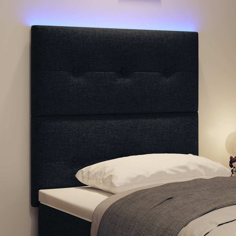 Tăblie LED cu benzi LED cu headboard Negru 100 cm țesătură