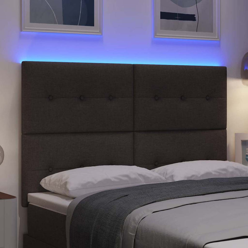 Tăblie LED cu benzi LED Manual Maro închis 144 cm țesătură
