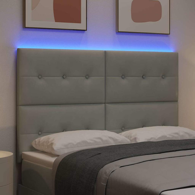 Tăblie LED cu benzi LED Manual Gri deschis 144 cm Catifea