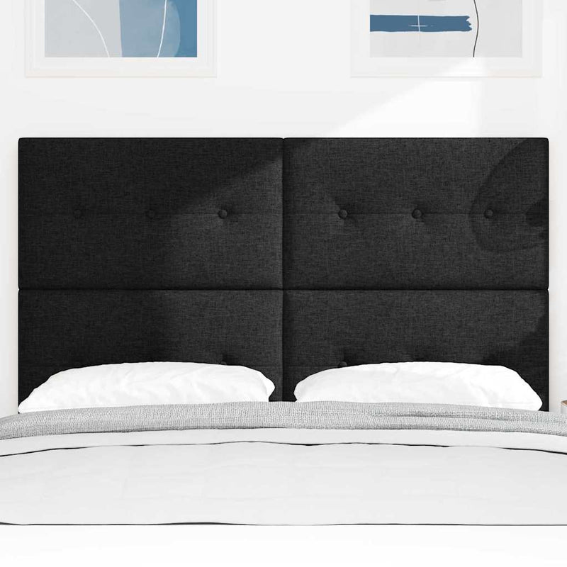 Tăblie LED cu benzi LED cu headboard Negru 160 cm țesătură