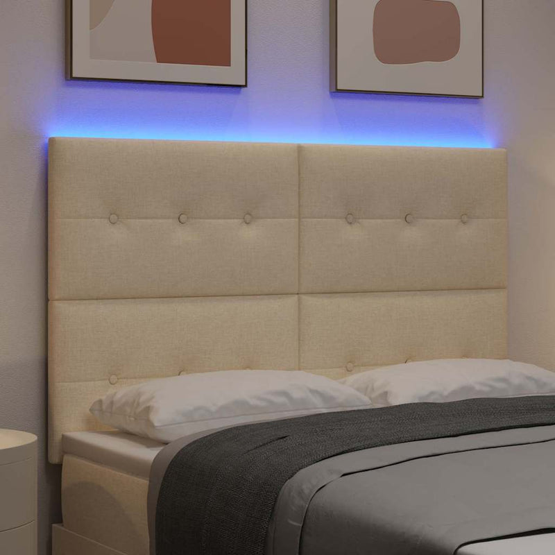 Tăblie LED cu benzi LED cu headboard Crem 160 cm țesătură