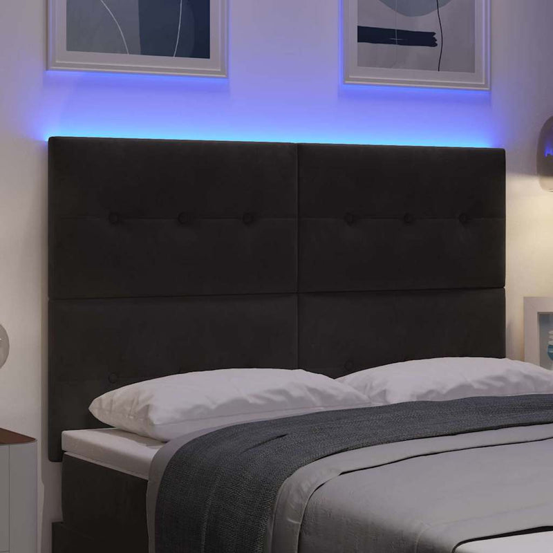 Tăblie LED cu benzi LED Manual Negru 160 cm Catifea