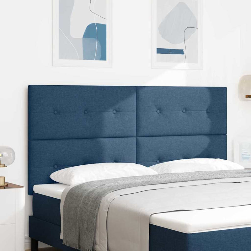 Tăblie LED cu benzi LED cu headboard albastru 180 cm țesătură