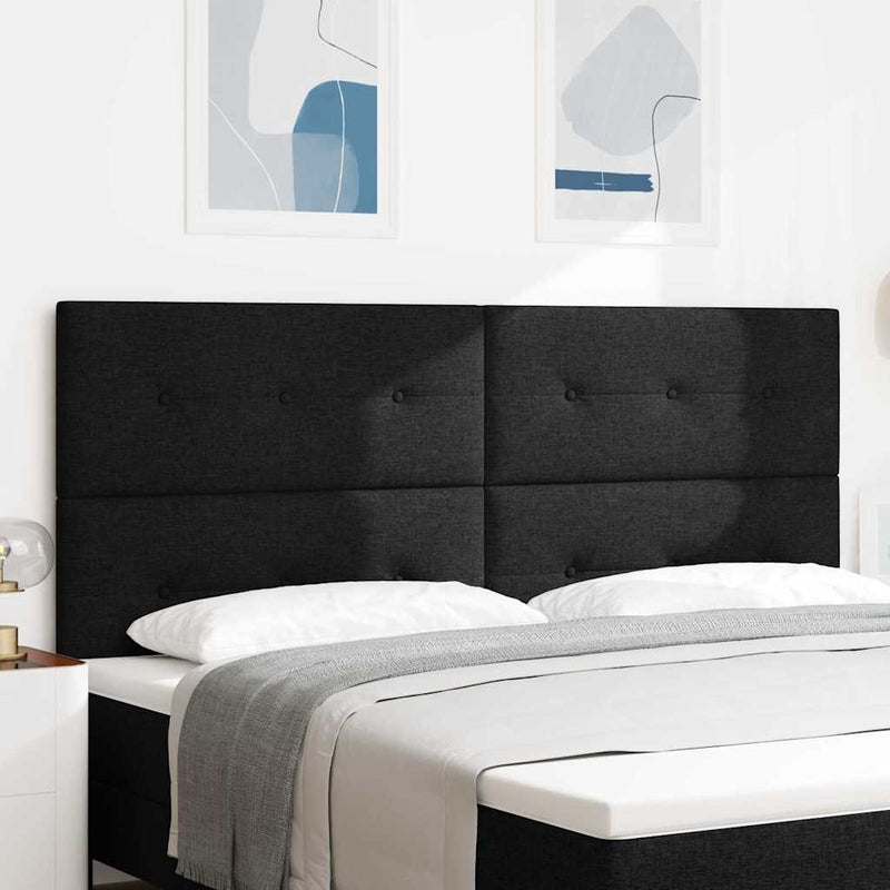 Tăblie LED cu benzi LED cu headboard Negru 200 cm țesătură