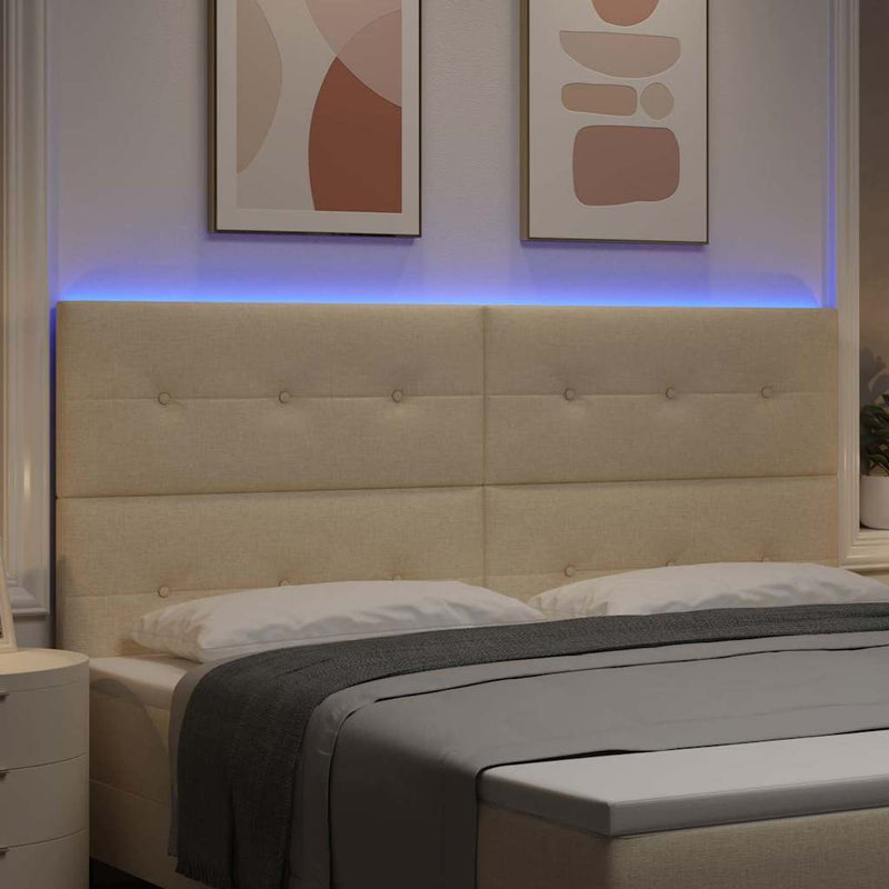 Tăblie LED cu benzi LED cu headboard Crem 200 cm țesătură