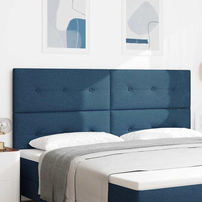 Tăblie LED cu benzi LED cu headboard albastru 200 cm țesătură