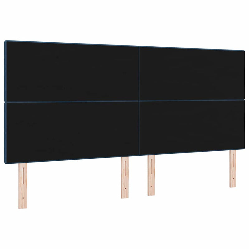 Tăblie LED cu benzi LED cu headboard albastru 200 cm țesătură