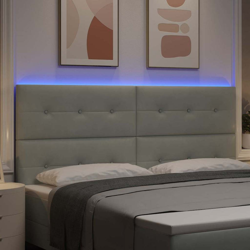 Tăblie LED cu benzi LED Manual Gri deschis 200 cm Catifea