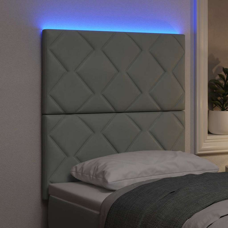 Tăblie LED Gri deschis 80 cm Catifea