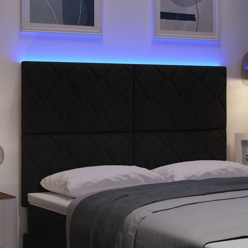 Tăblie LED Negru 144 cm țesătură