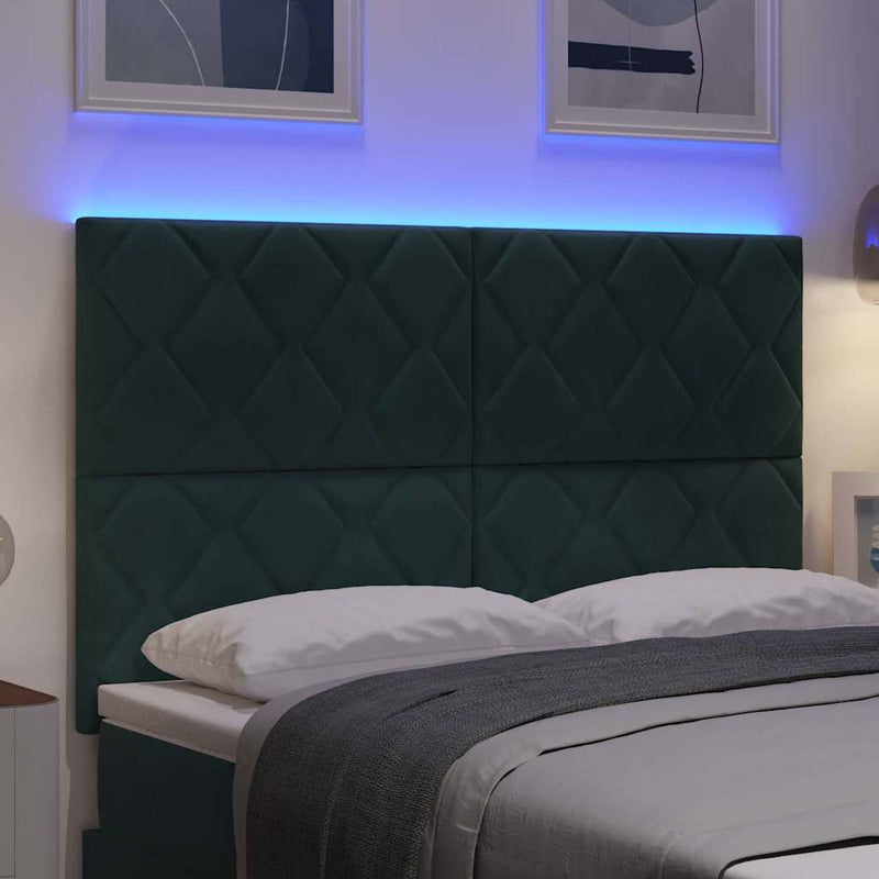 Tăblie LED Verde închis 160 cm Catifea
