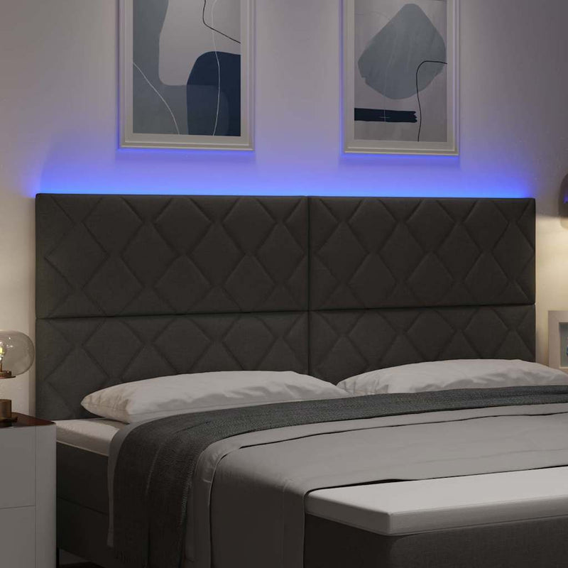Tăblie LED Gri 200 cm țesătură