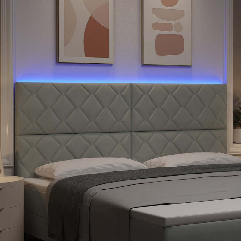 Tăblie LED Gri deschis 200 cm Catifea