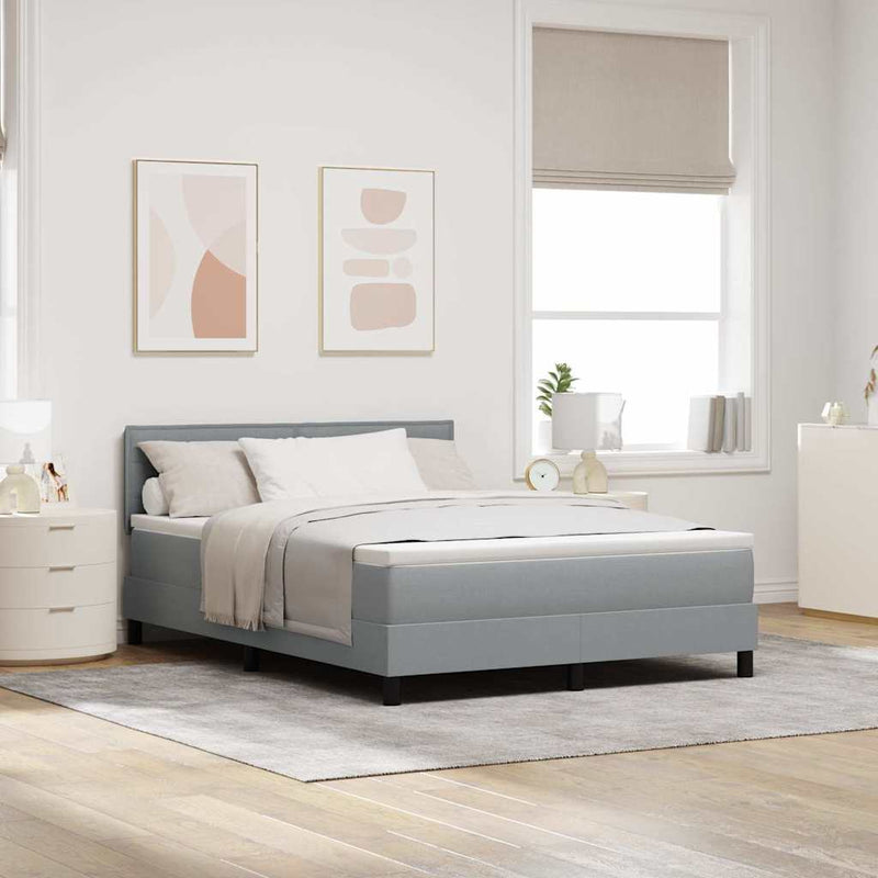 Pat cu arcuri cu headboard Gri deschis 140 x 190 cm țesătură